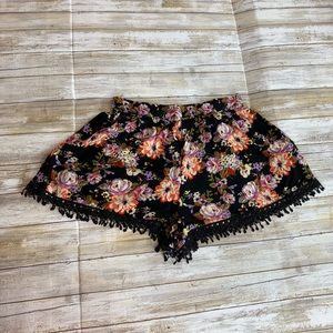 Band Of Gypsies Black Floral Shorts